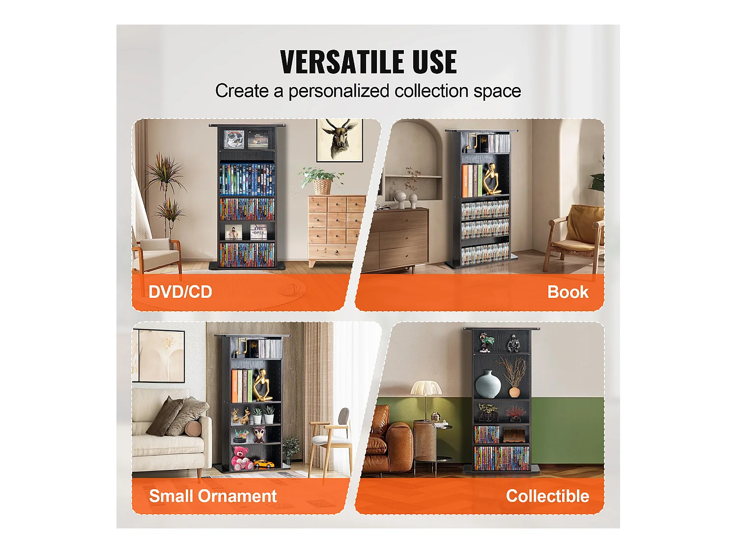 Meuble de Rangement Multimédia Réglable SucceBuy à 5 Niveaux, Pouvant Contenir 240 CD, Expresso