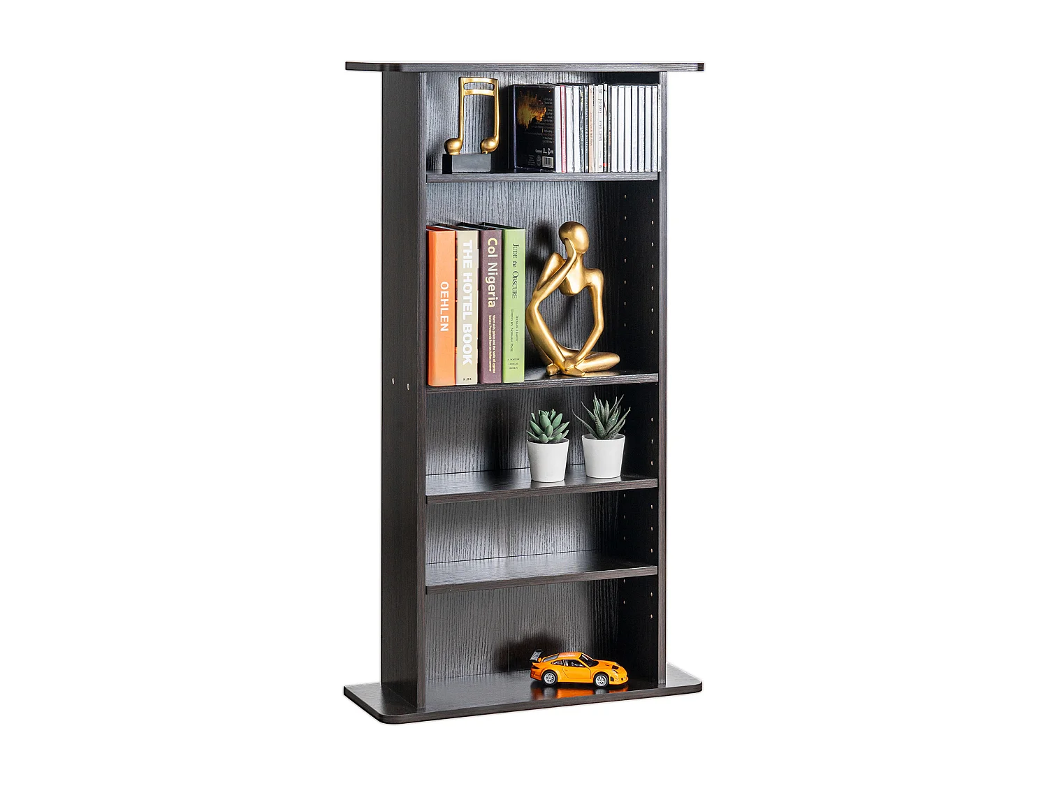 Meuble de Rangement Multimédia Réglable SucceBuy à 5 Niveaux, Pouvant Contenir 240 CD, Expresso