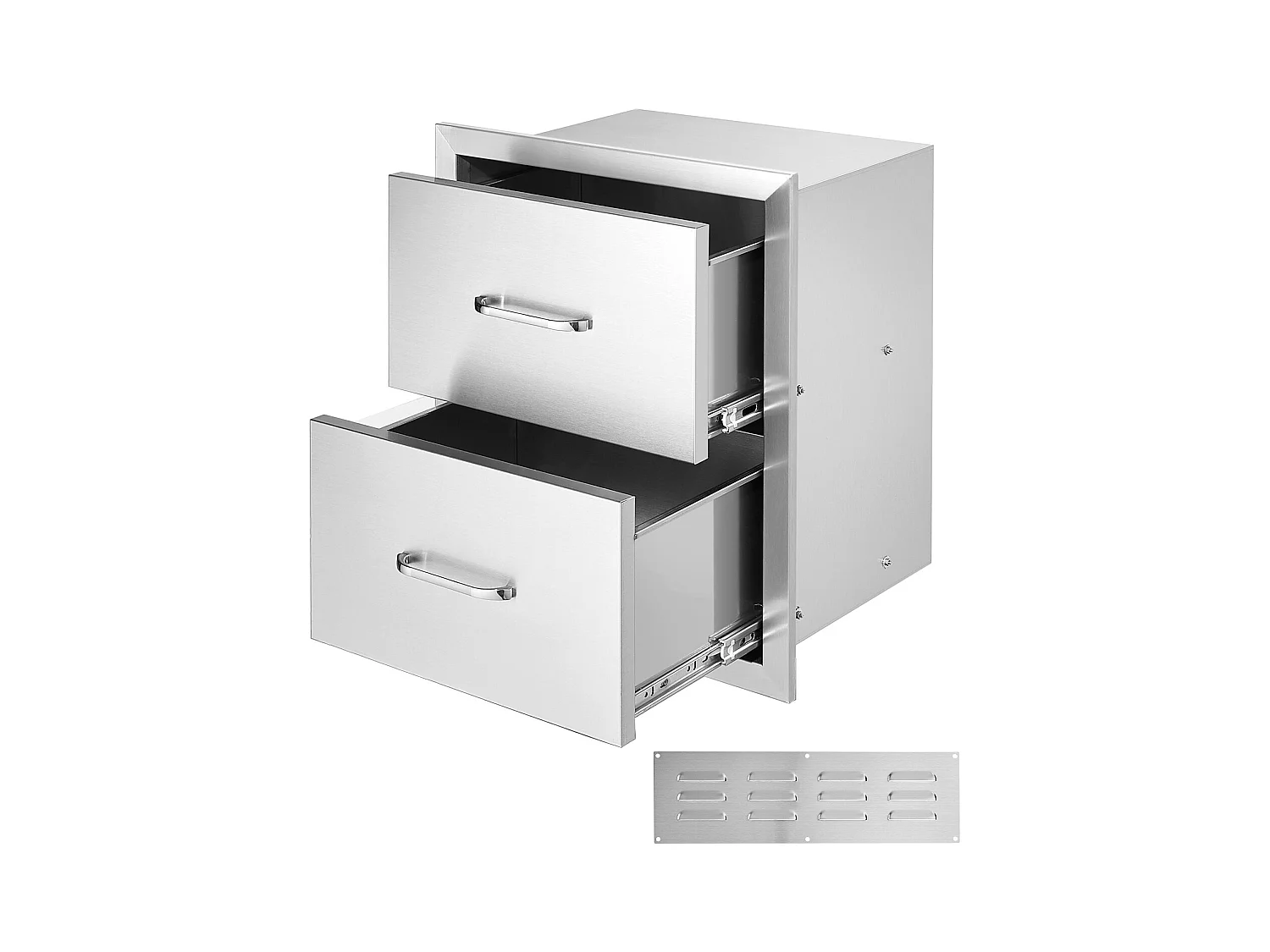 Tiroirs de Rangement SucceBuy Doubles en Acier Inoxydable 45CM x 52CM pour Cuisine/Barbecue Extérieur