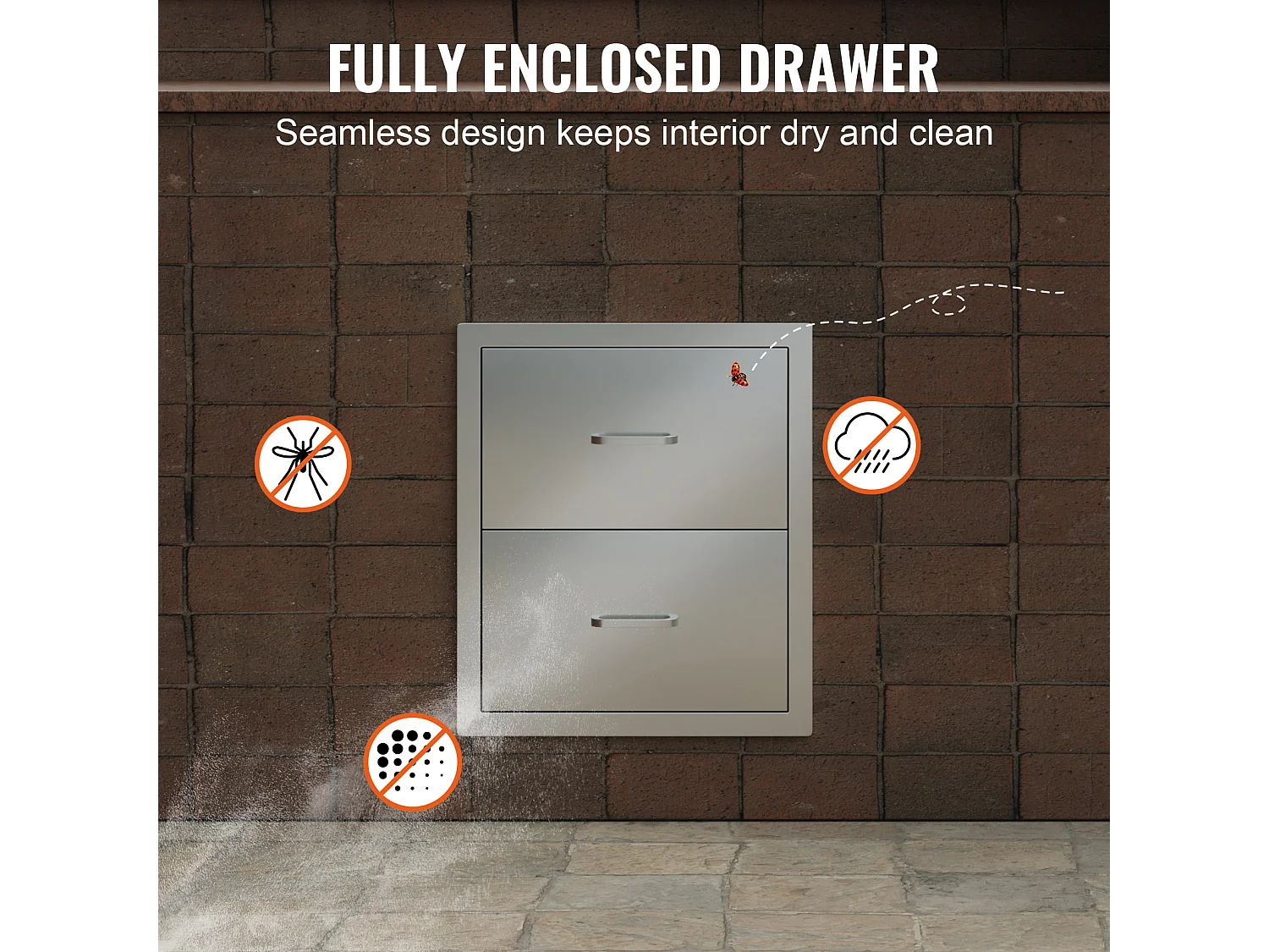 Cassetti di Archiviazione SucceBuy Doppi in Acciaio Inossidabile 45CM x 52CM per Cucina/Barbecue Esterno