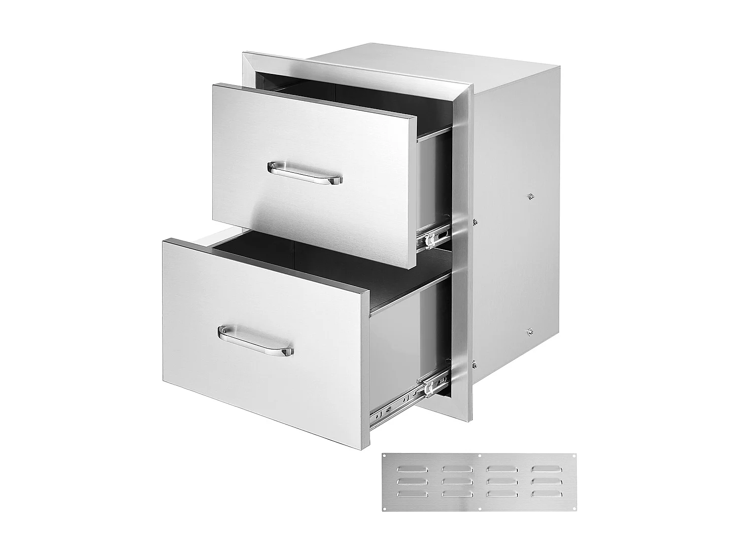 Cassetti di Archiviazione SucceBuy Doppi in Acciaio Inossidabile 45CM x 52CM per Cucina/Barbecue Esterno