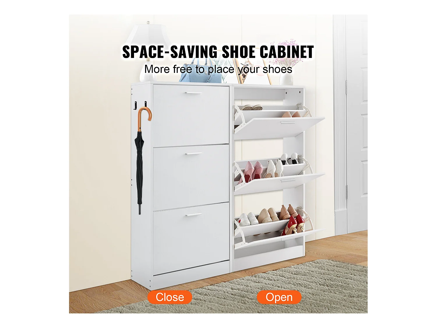 Armadio per Scarpe SucceBuy con 3 Cassetti Pieghevoli, Organizzatore di Archiviazione per Entrata