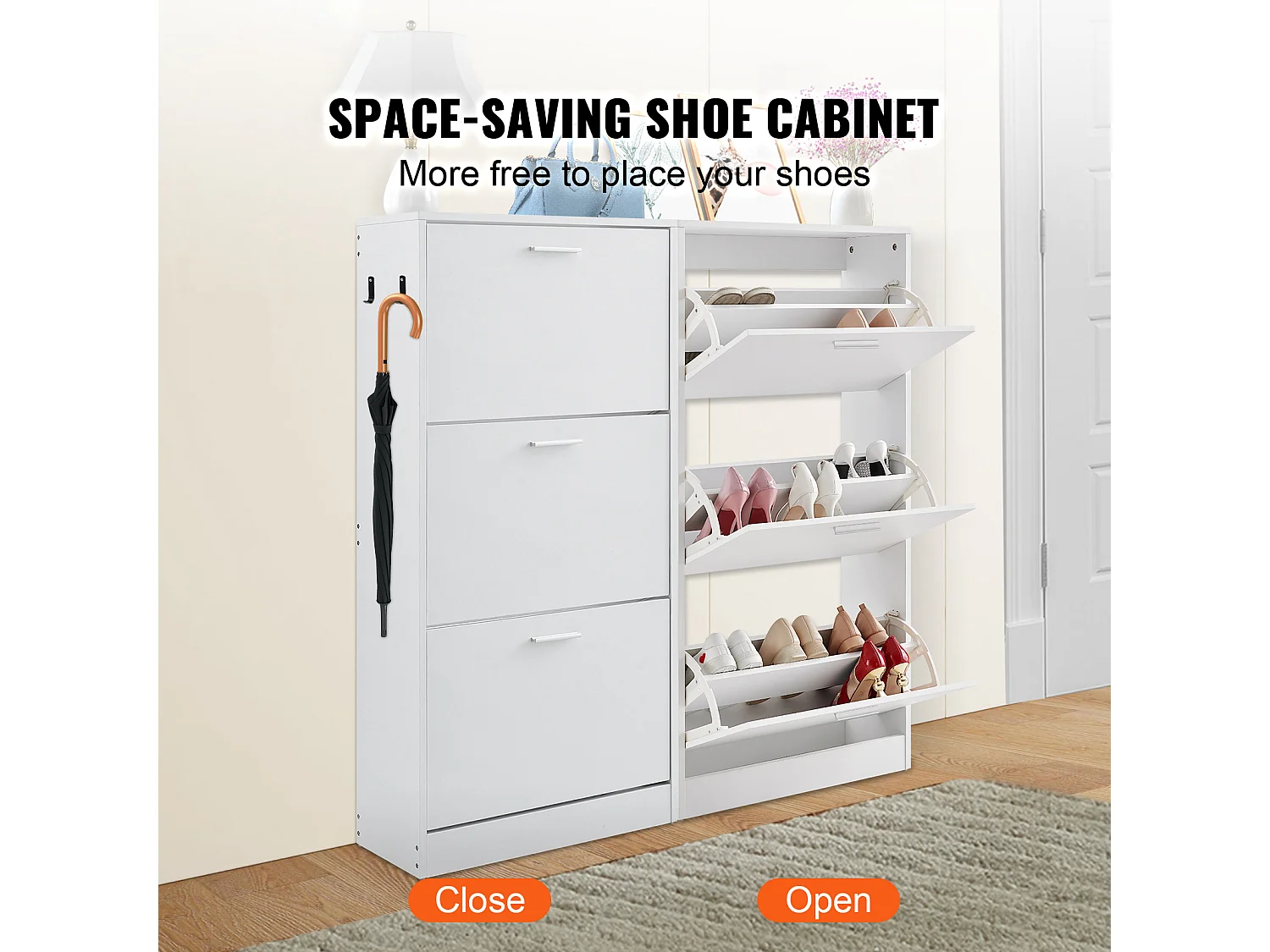 Armoire à Chaussures SucceBuy à 3 Tiroirs Rabattables, Organisateur de Rangement pour Entrée