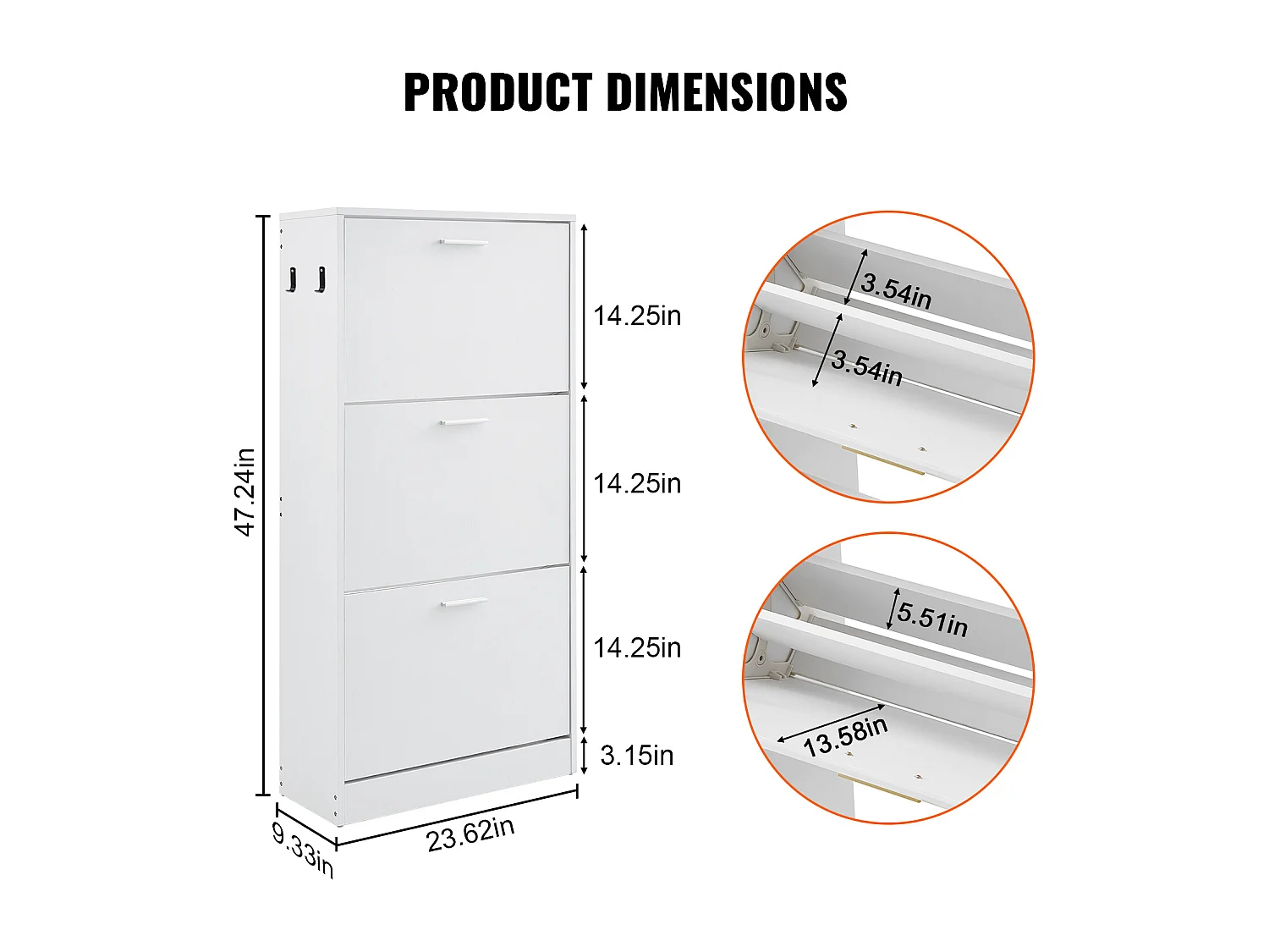Armoire à Chaussures SucceBuy à 3 Tiroirs Rabattables, Organisateur de Rangement pour Entrée