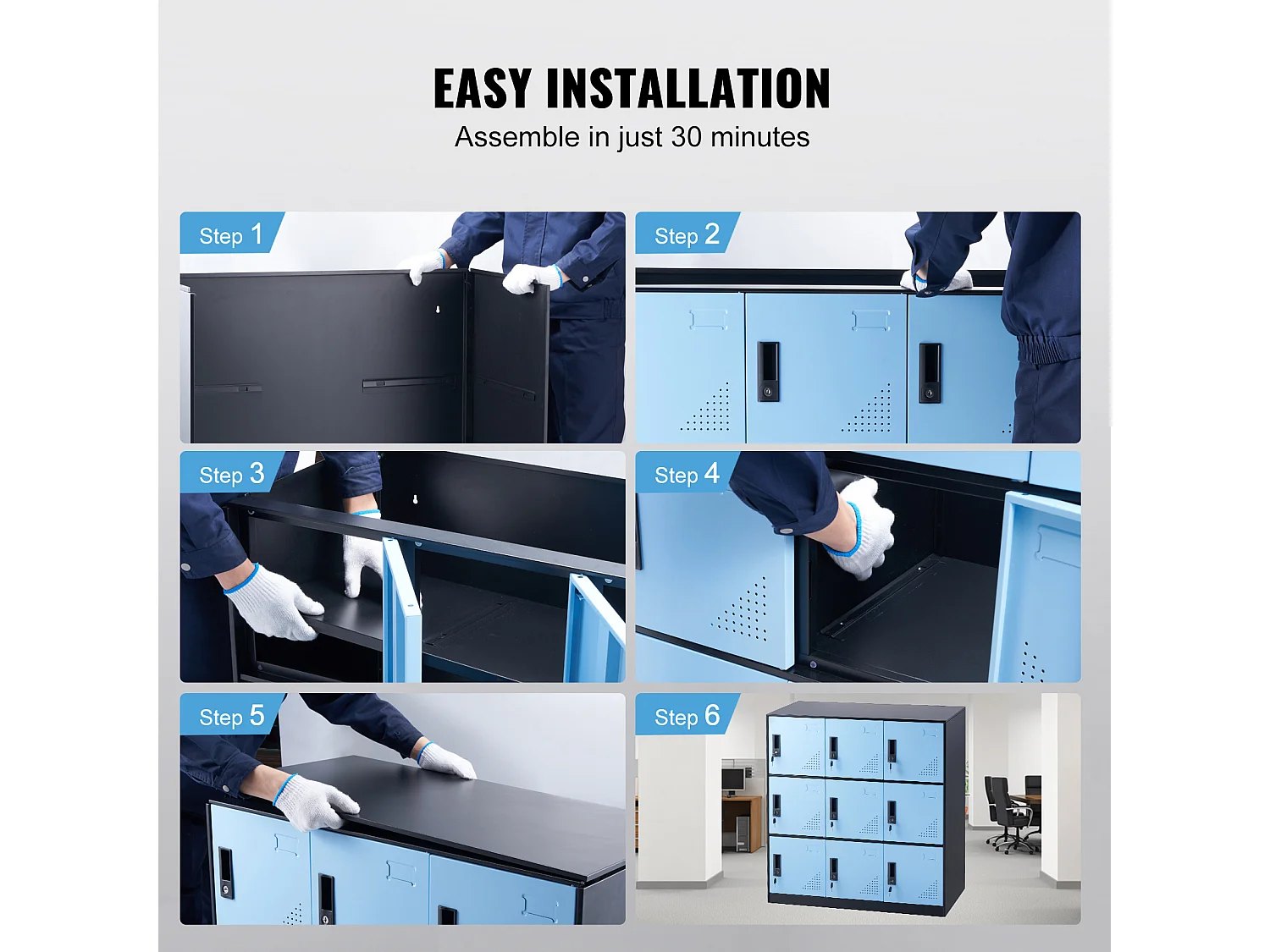 Armoire de Rangement SucceBuy en Métal à 9 Portes. pour Les Employés. Acier Noir. Utilisation au Bureau