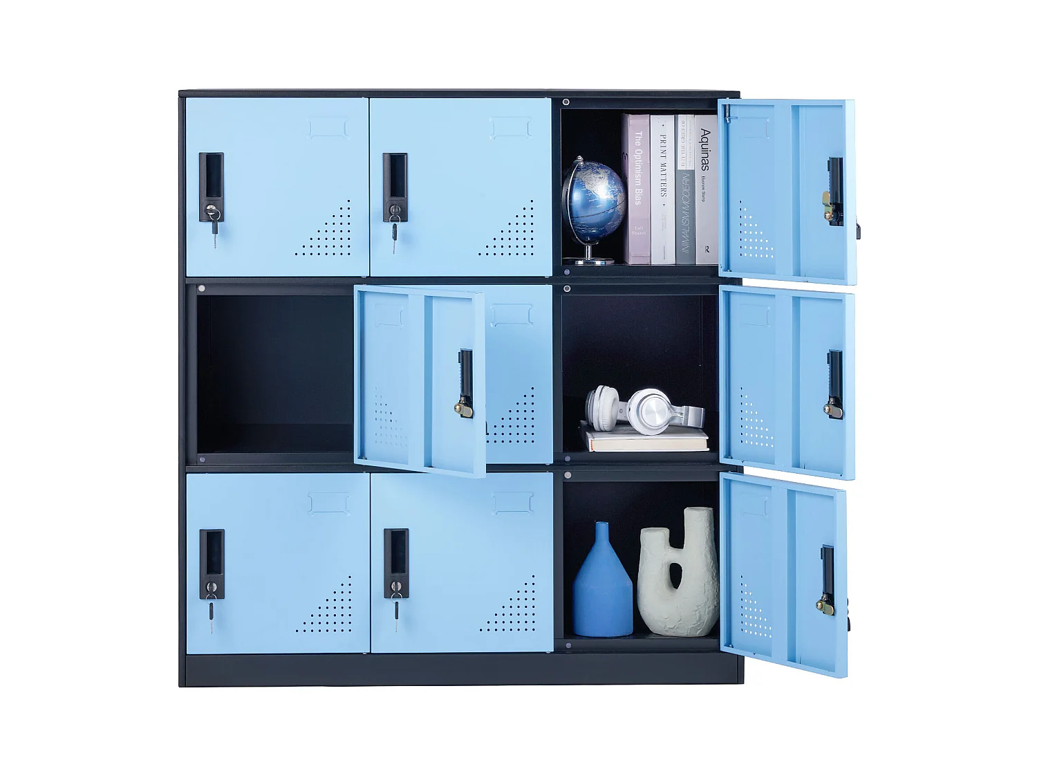 Armoire de Rangement SucceBuy en Métal à 9 Portes. pour Les Employés. Acier Noir. Utilisation au Bureau