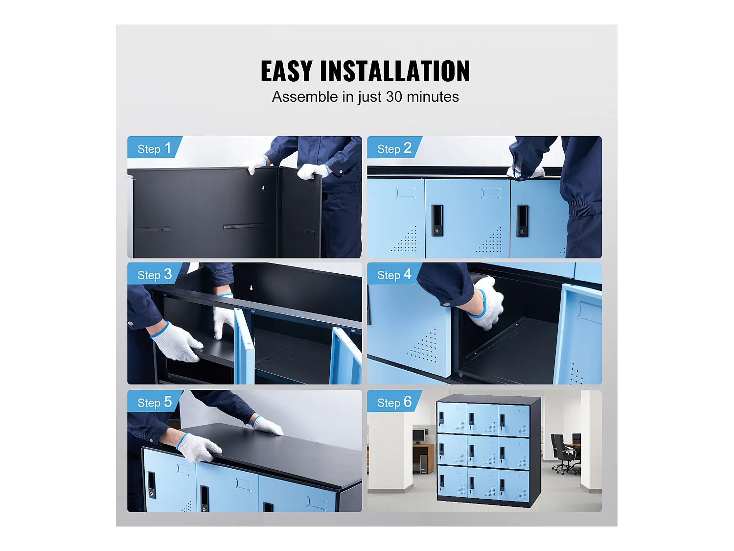 Armoire de Rangement SucceBuy en Métal à 9 Portes. pour Les Employés. Acier Noir. Utilisation au Bureau