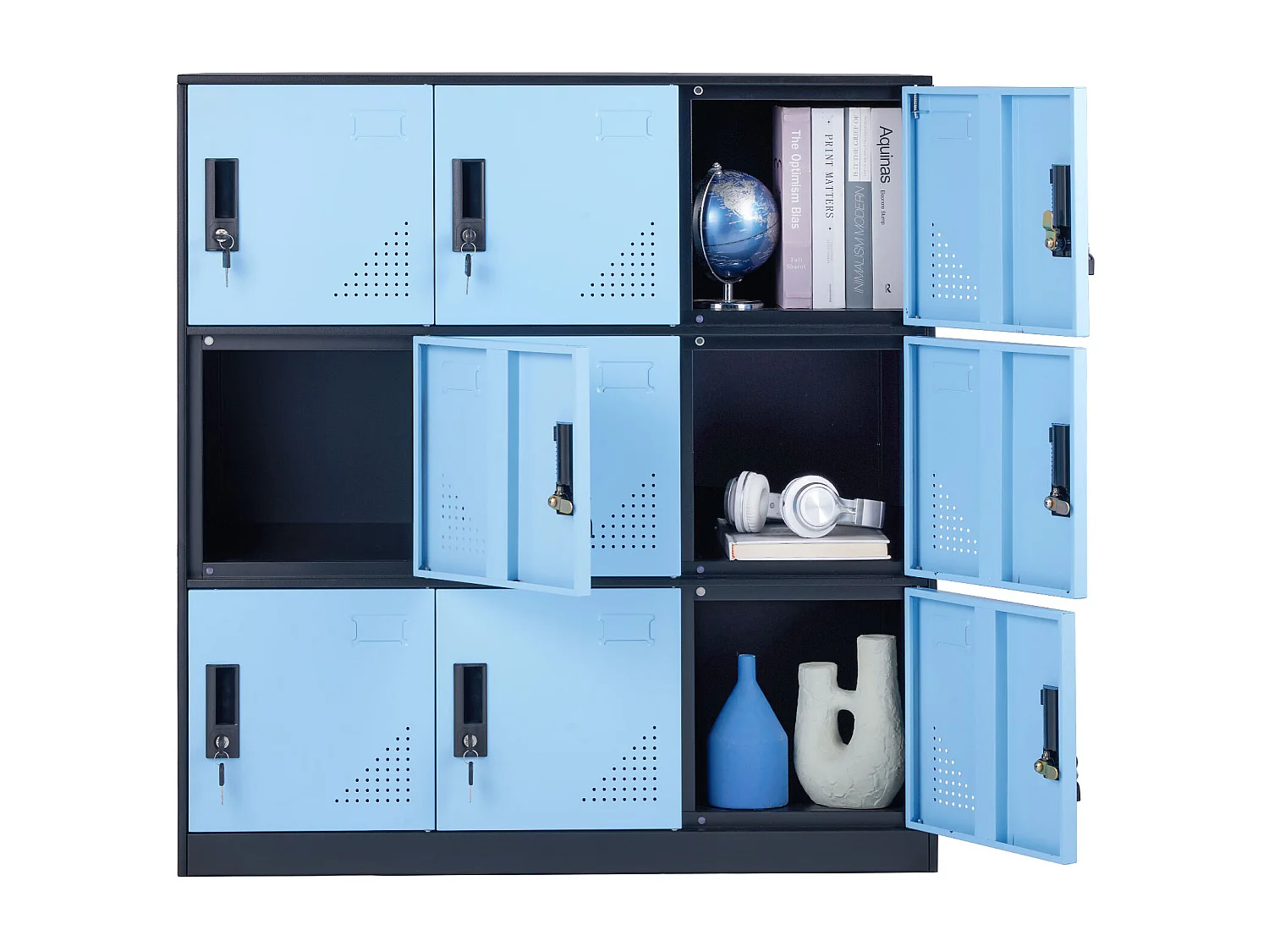 Armoire de Rangement SucceBuy en Métal à 9 Portes. pour Les Employés. Acier Noir. Utilisation au Bureau