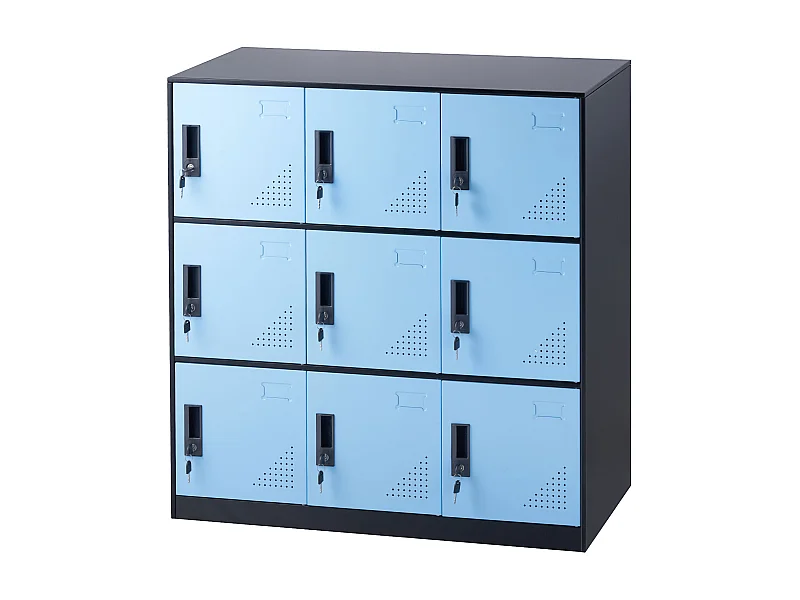 Armário de Armazenamento SucceBuy em Metal com 9 Portas. para Os Funcionários. Aço Preto. Uso na Escritório