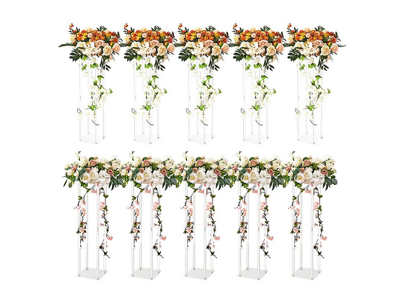 Stojaki na kwiaty ślubne SucceBuy, zestaw 10 sztuk, akryl, 60 cm, dekoracja wnętrz