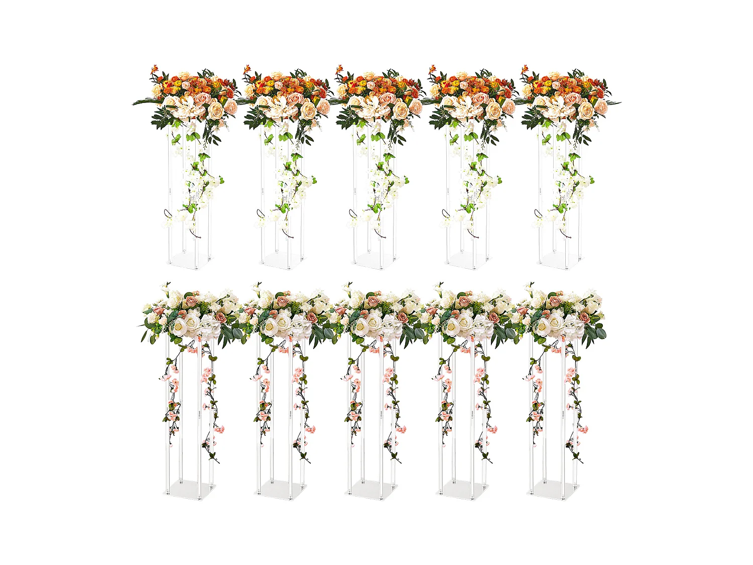 Soportes de Flores de Boda SucceBuy, Lote de 10, Acrílico, 60 cm, Decoración Interior