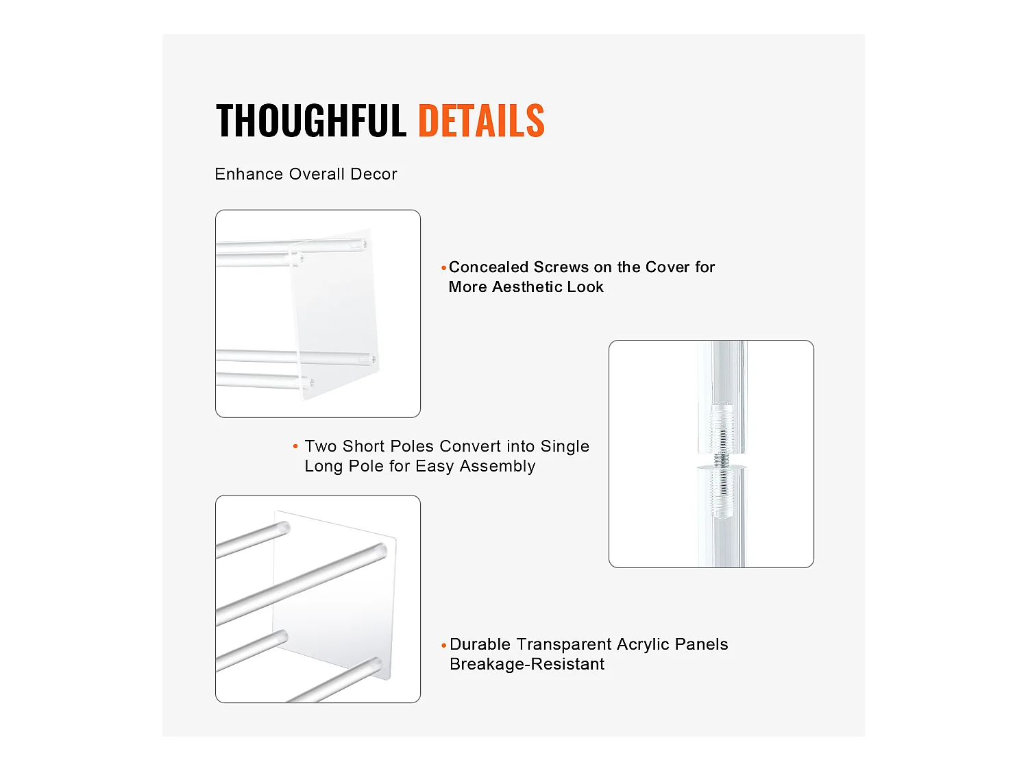 Soportes de Flores de Boda SucceBuy, Lote de 10, Acrílico, 60 cm, Decoración Interior