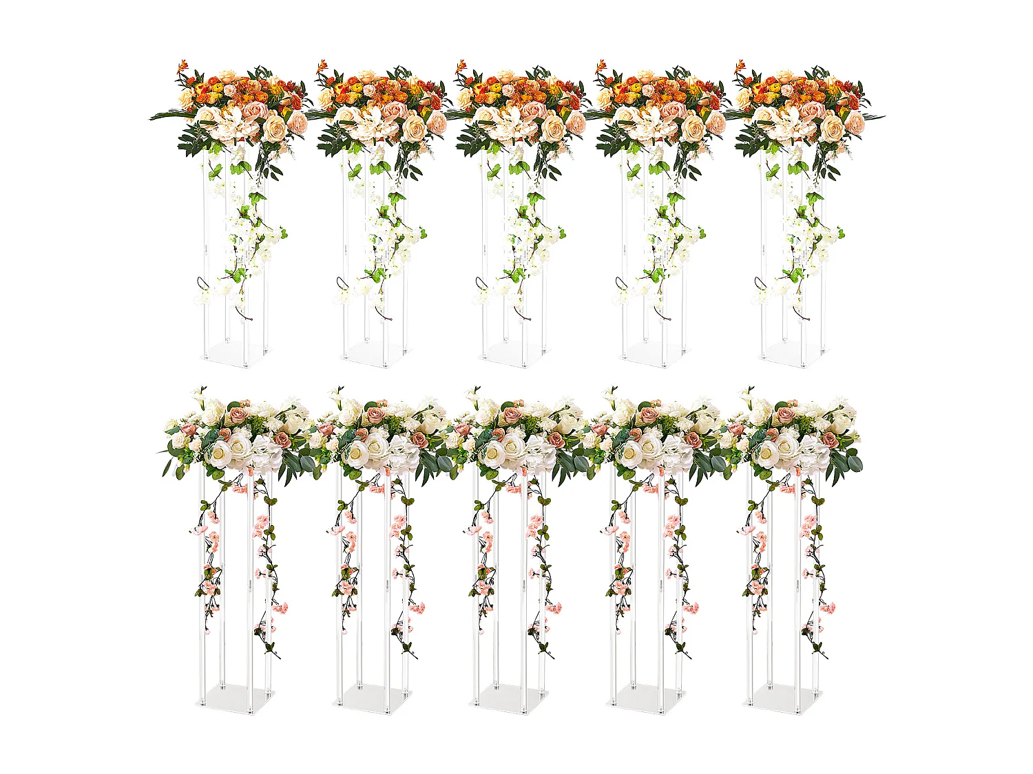 Soportes de Flores de Boda SucceBuy, Lote de 10, Acrílico, 60 cm, Decoración Interior