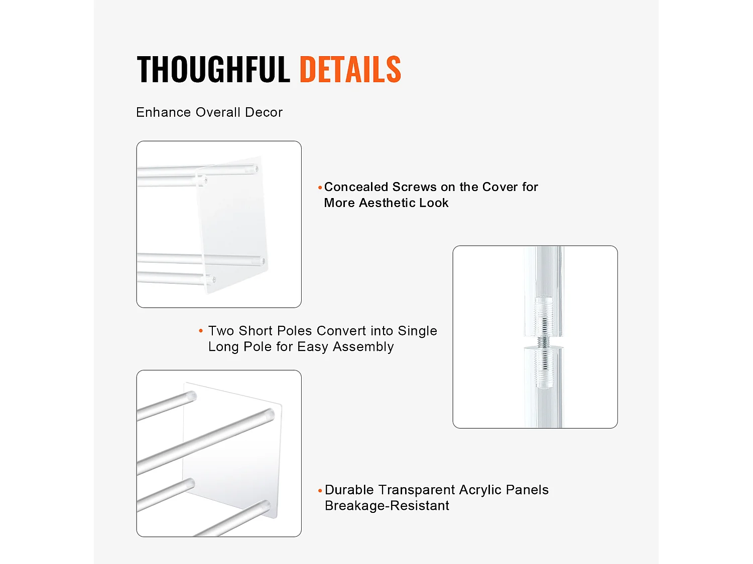 Soportes de Flores de Boda SucceBuy, Lote de 10, Acrílico, 60 cm, Decoración Interior