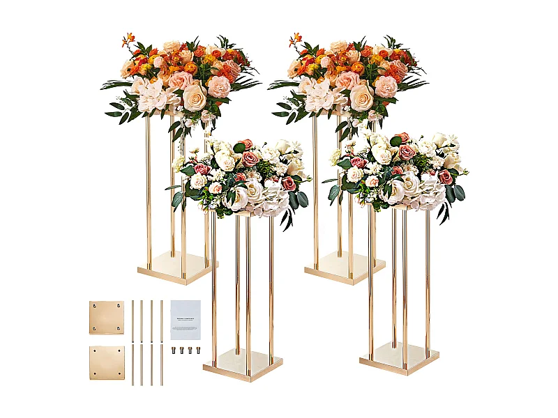 Supporto Fiori Matrimonio Colonna SucceBuy, 4 Pezzi, Presentatore Cilindrico in Metallo, 80 cm, Decorazione Matrimoniale