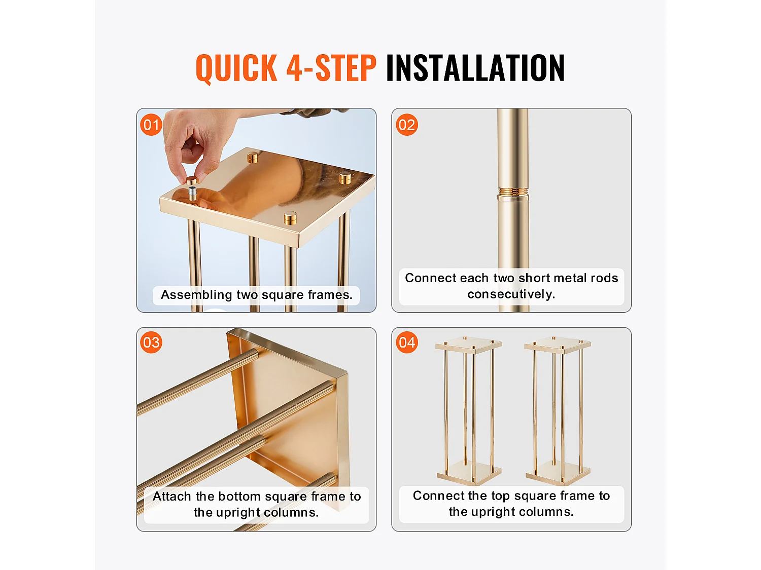 Support de Fleurs de Mariage en Colonne SucceBuy, 4 Pièces, Présentoir Cylindrique en Métal de 60 cm , Décoration de Mariage