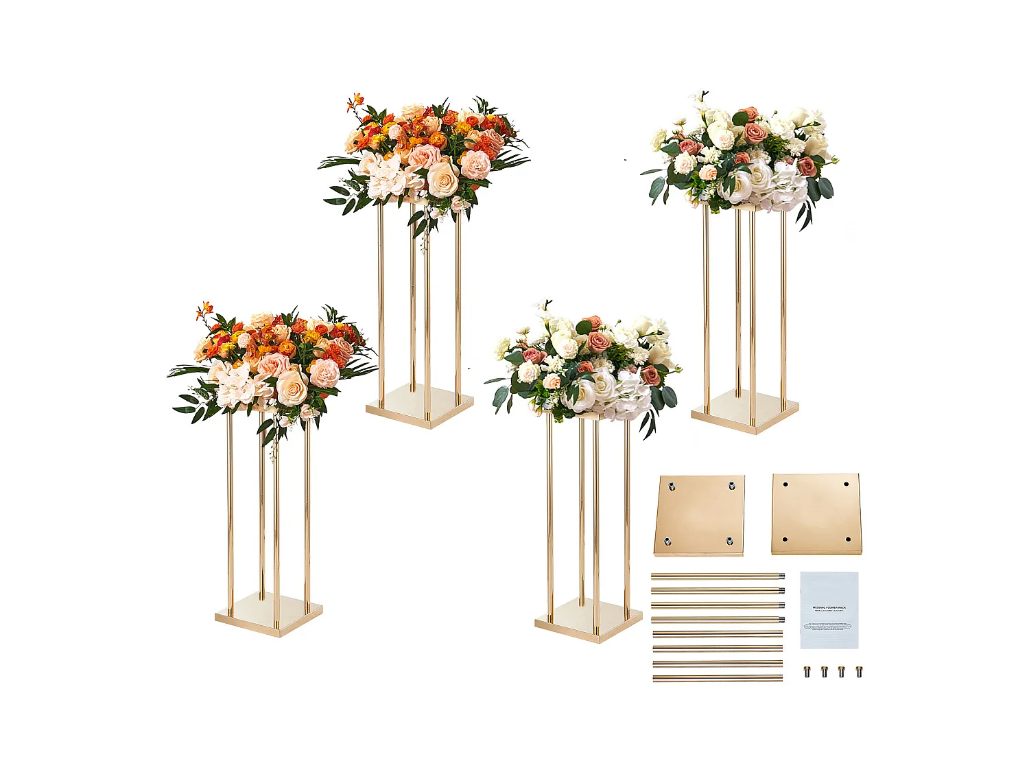 Support Bloemen Bruiloft Kolom SucceBuy, 4 Stukken, Cilindrisch Metaalpresentoir van 60 cm, Bruiloftsdecoratie