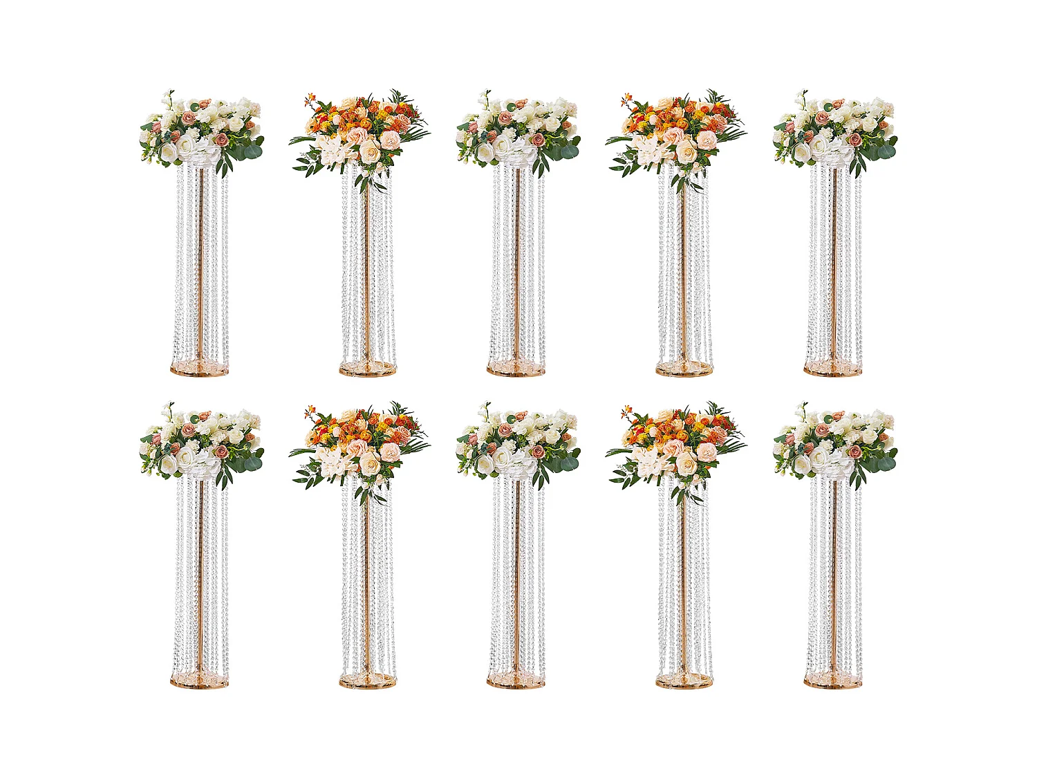 Support de Fleurs de Mariage en Cristal SucceBuy, 10 Pièces, 90 cm, Centres de Table Luxueux