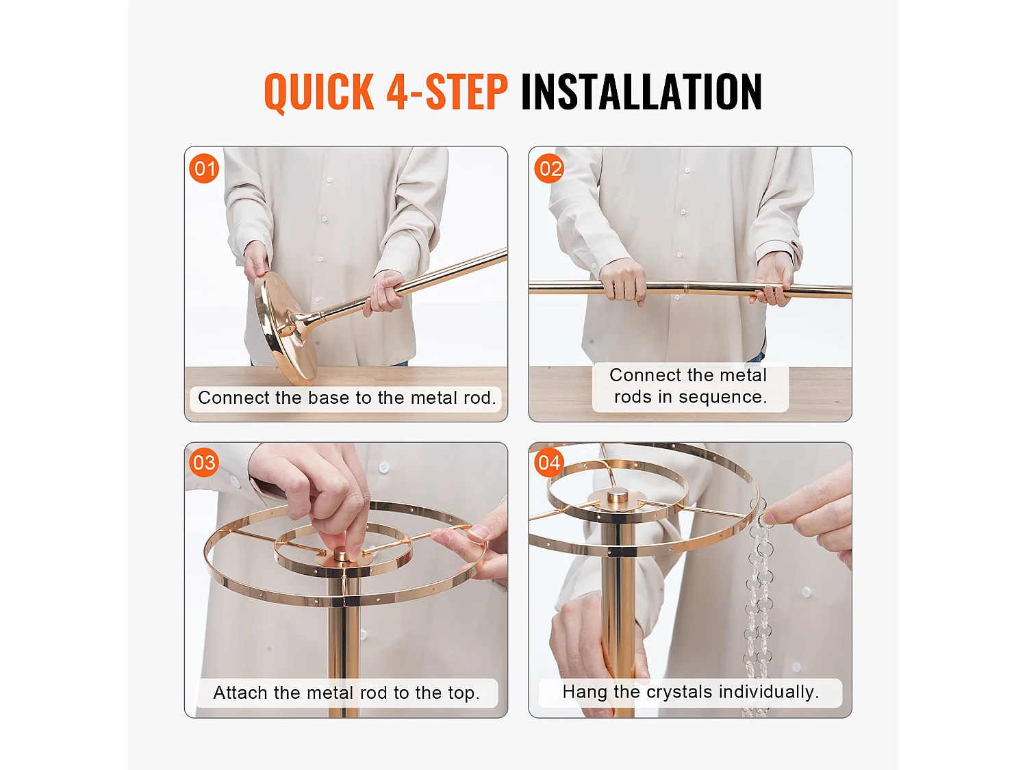 Support de Fleurs de Mariage en Cristal SucceBuy, 10 Pièces, 90 cm, Centres de Table Luxueux