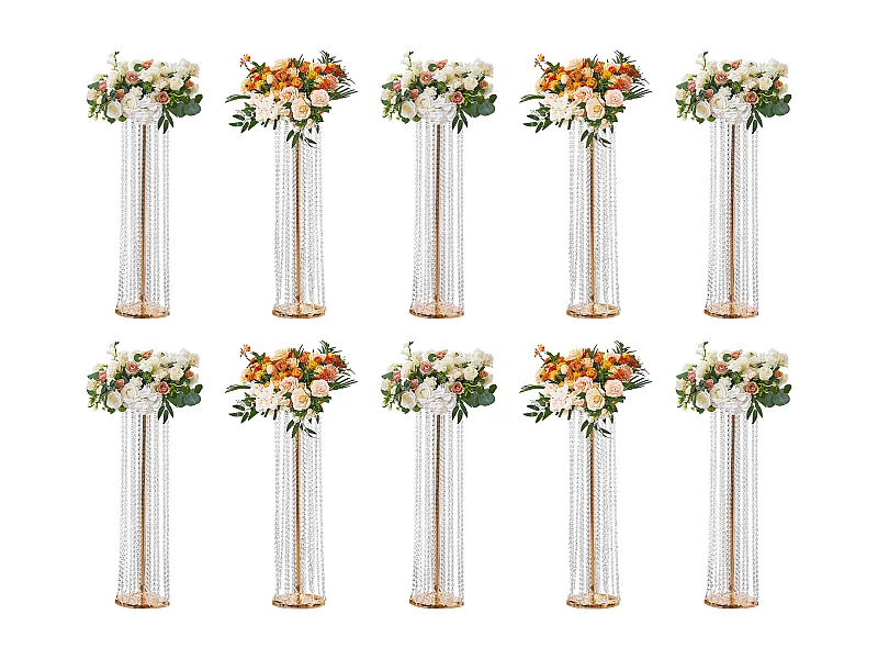Support de Fleurs de Mariage en Cristal SucceBuy, 10 Pièces, 90 cm, Centres de Table Luxueux