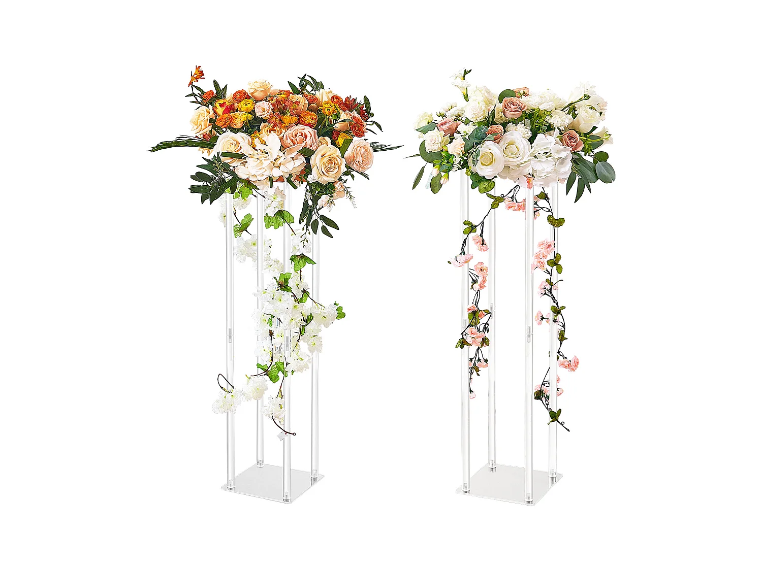 Support de Fleurs de Mariage en Acrylique SucceBuy, Lot de 2, 80 cm, Décoration de Mariage