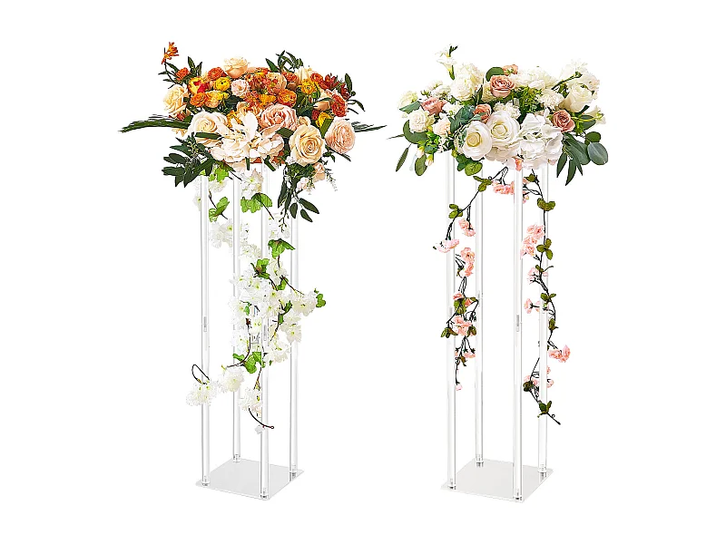 Support de Fleurs de Mariage en Acrylique SucceBuy, Lot de 2, 80 cm, Décoration de Mariage