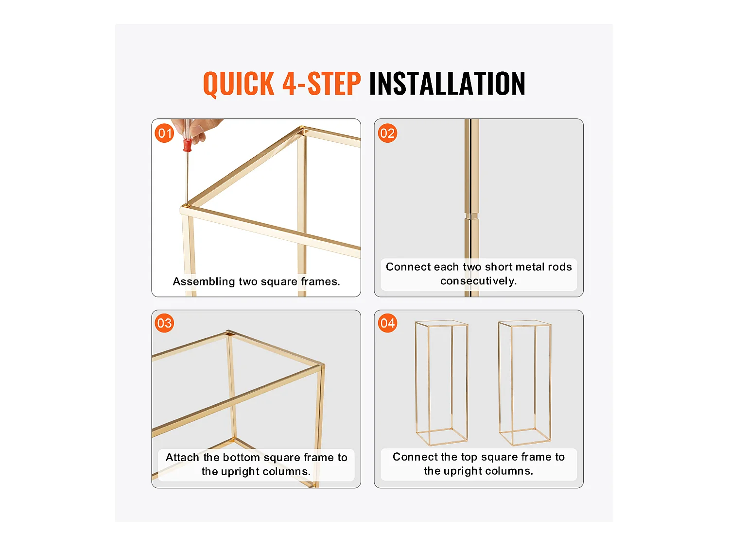 Support de Fleurs de Mariage SucceBuy, Lot de 2, Métal Doré, 80 cm, Haut de Gamme, Décoration de Mariage