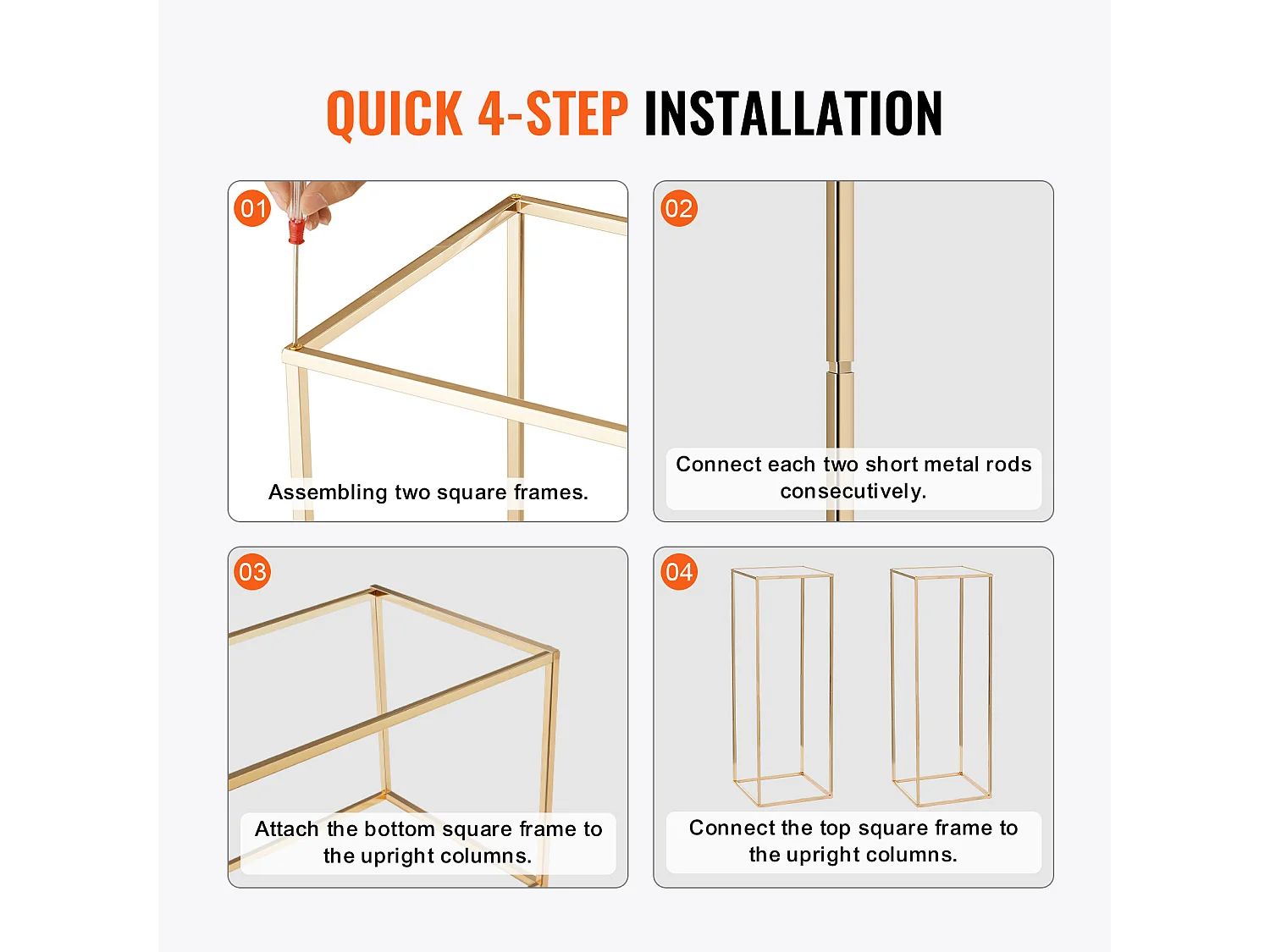 Support de Fleurs de Mariage SucceBuy, Lot de 2, Métal Doré, 80 cm, Haut de Gamme, Décoration de Mariage