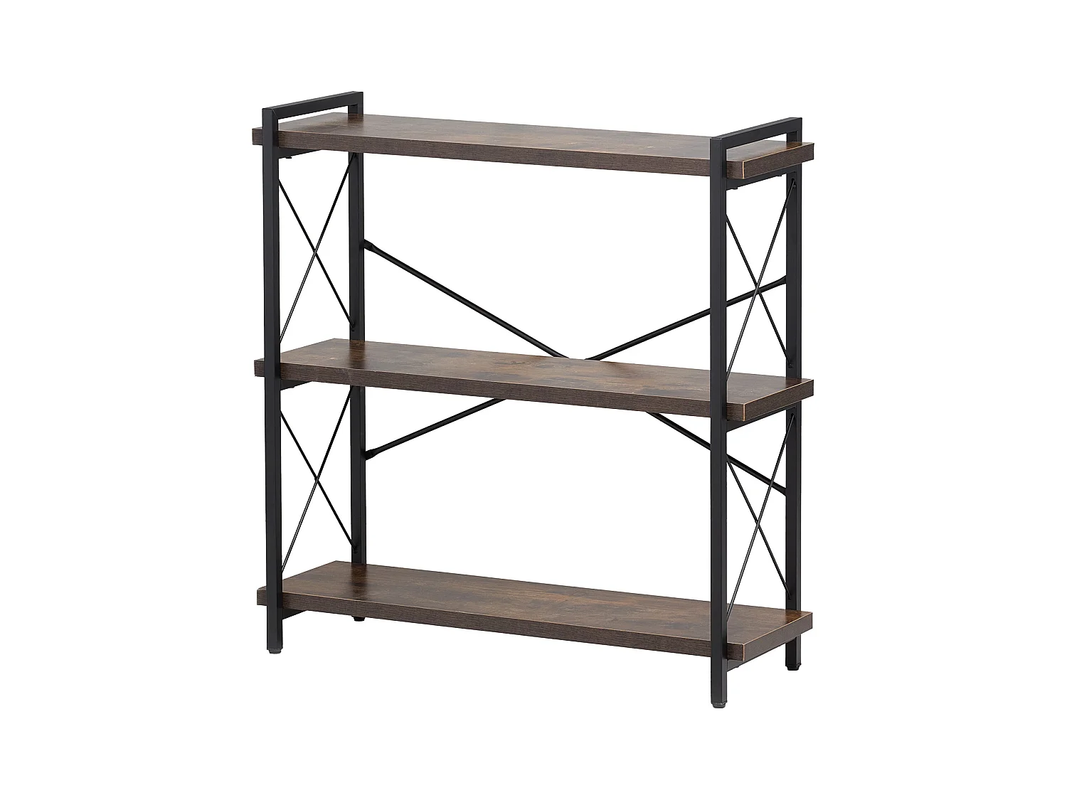 Bibliothèque en Métal SucceBuy, 3 Niveaux Rustique pour Salon et Bureau