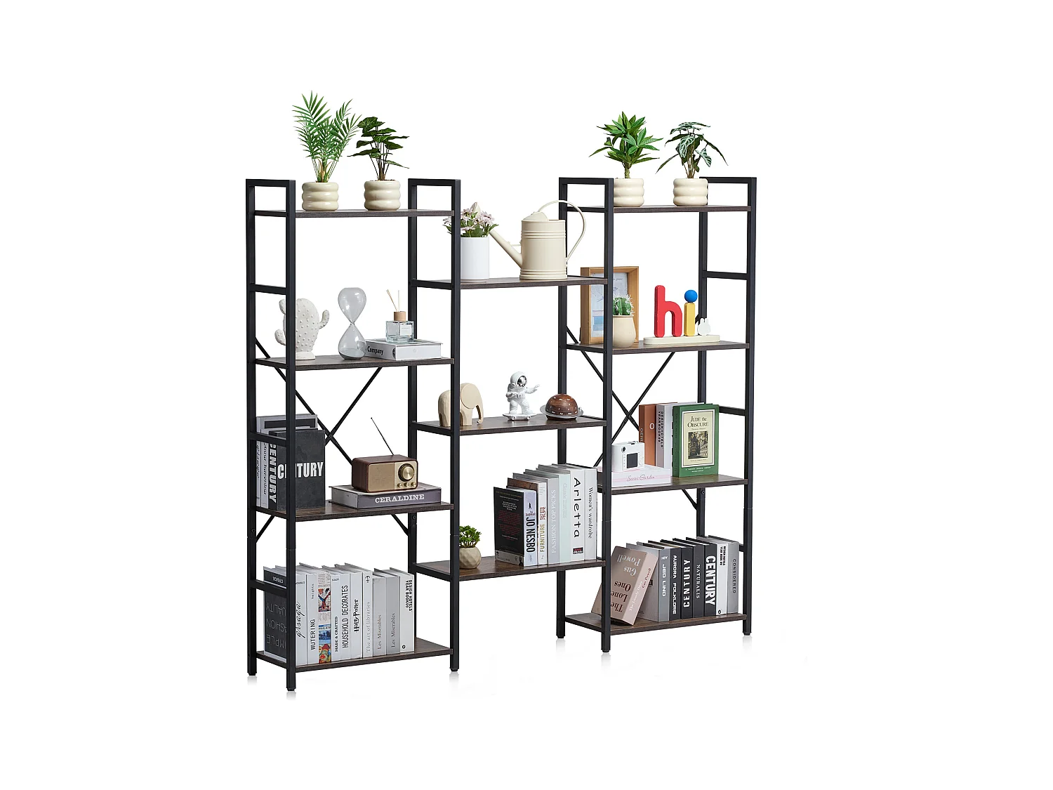 Bibliothèque en Métal SucceBuy, Rustique à 11 Niveaux, Parfaite pour Vos Pièces à la Maison