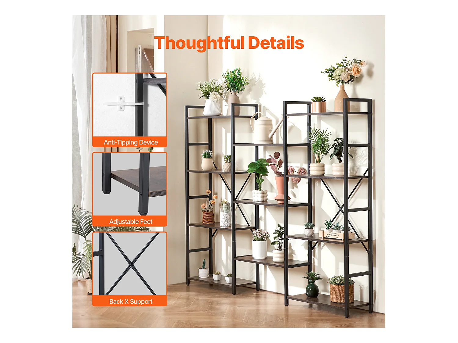 Bibliothèque en Métal SucceBuy, Rustique à 11 Niveaux, Parfaite pour Vos Pièces à la Maison