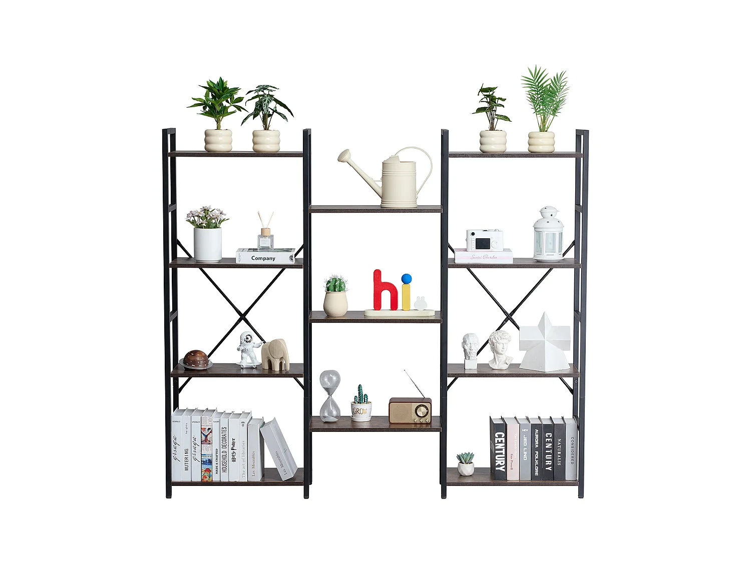 Bibliothèque en Métal SucceBuy, Rustique à 11 Niveaux, Parfaite pour Vos Pièces à la Maison