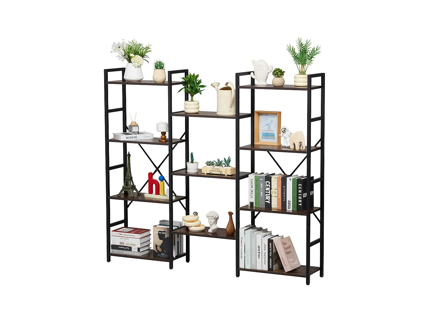 Bibliothèque en Métal SucceBuy, Rustique à 11 Niveaux, Parfaite pour Vos Pièces à la Maison