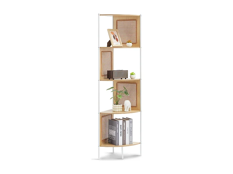 Libreria Angolare In Rattan SucceBuy A 5 Livelli, Scaffale Da Parete Stretto