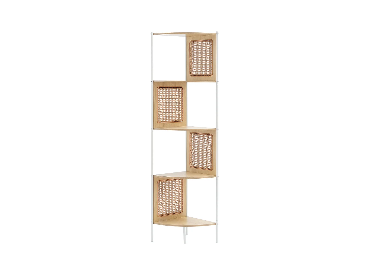 Bibliothèque d'Angle en Rotin SucceBuy à 5 Niveaux, Étagère Murale Étroit