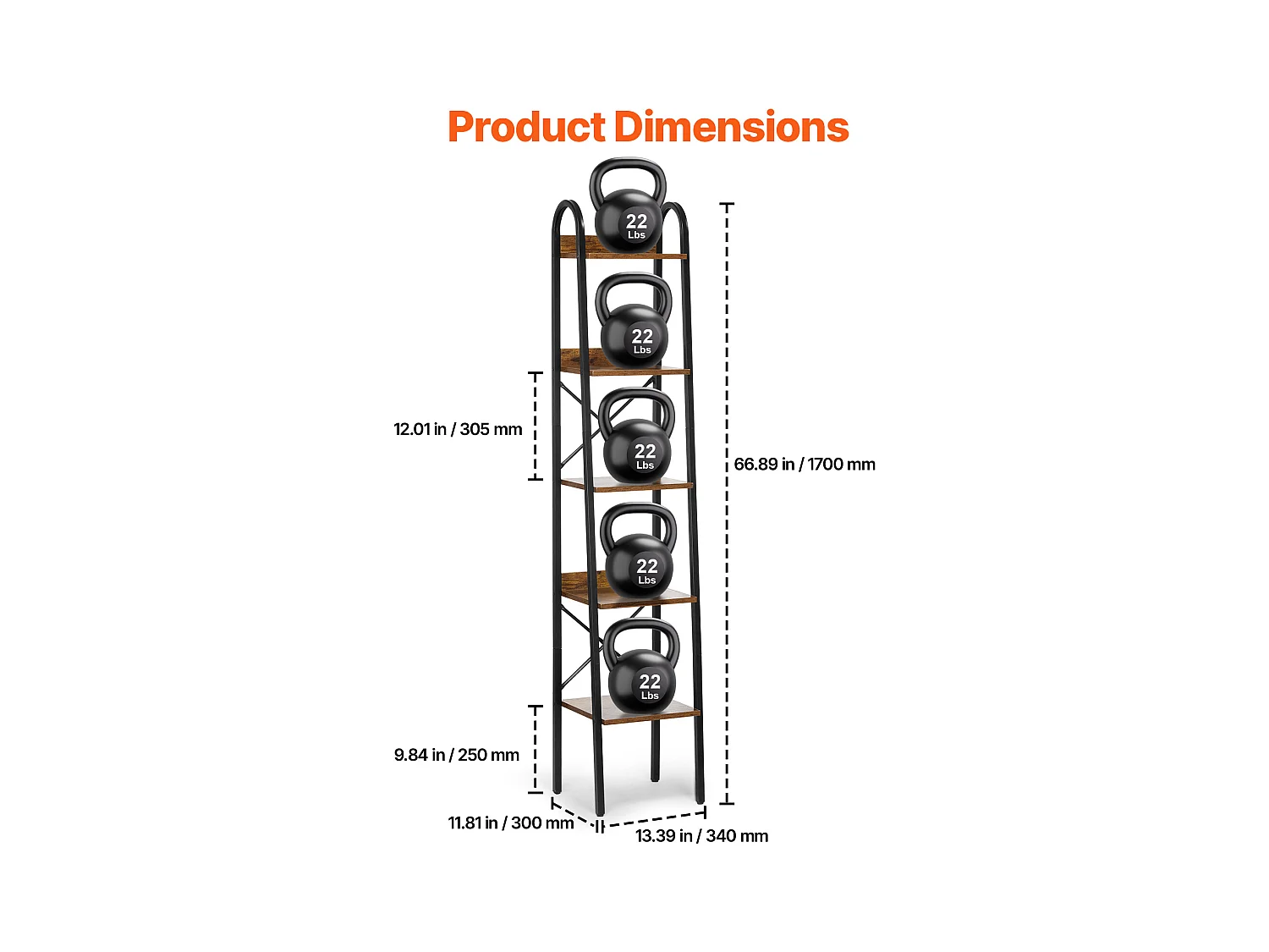 Bibliothèque en Métal SucceBuy, Rustique à 5 Niveaux, Idéale pour les Espaces de Vie