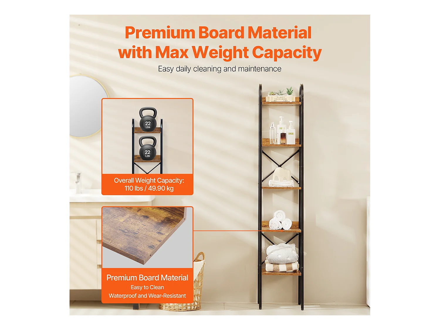 Bibliothèque en Métal SucceBuy, Rustique à 5 Niveaux, Idéale pour les Espaces de Vie