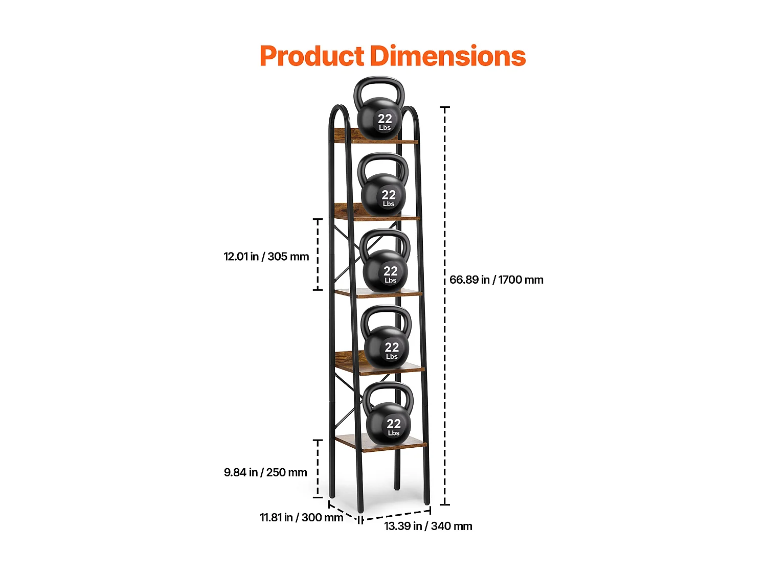 Libreria in Metallo SucceBuy, Stile Rustico, a 5 Ripiani, Perfetta per gli Spazi Abitativi