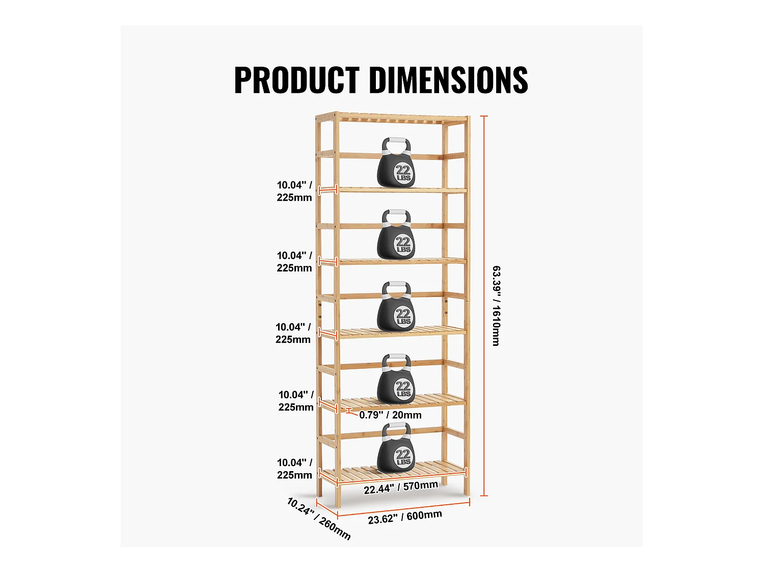 Bibliothèque en Bambou à 6 Niveaux SucceBuy, Bibliothèque à Échelle, Étagère de Rangement Rectangulaire
