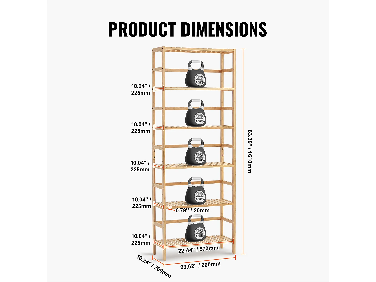 Libreria In Bambù A 6 Livelli SucceBuy, Libreria A Scala, Scaffale Rettangolare Portaoggetti