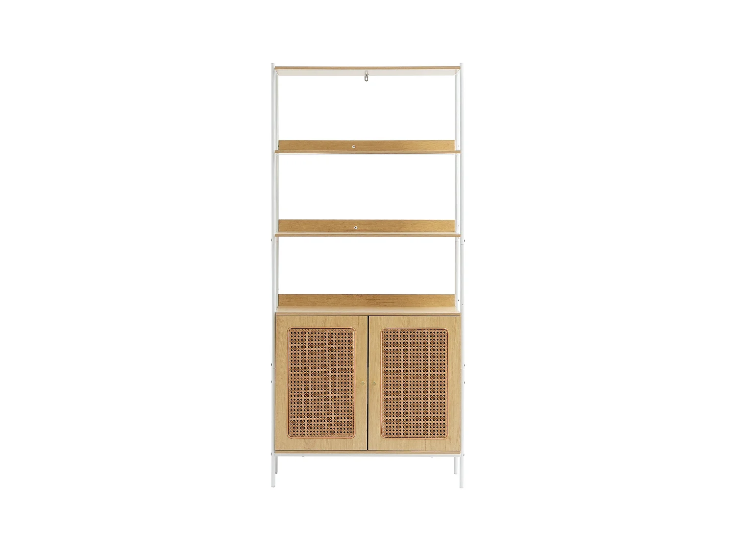 Libreria In Rattan SucceBuy, Scaffale A Scala Con 2 Ante, Scaffale Portaoggetti, Colore Naturale