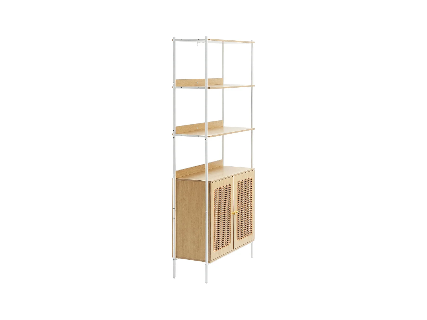 Libreria In Rattan SucceBuy, Scaffale A Scala Con 2 Ante, Scaffale Portaoggetti, Colore Naturale