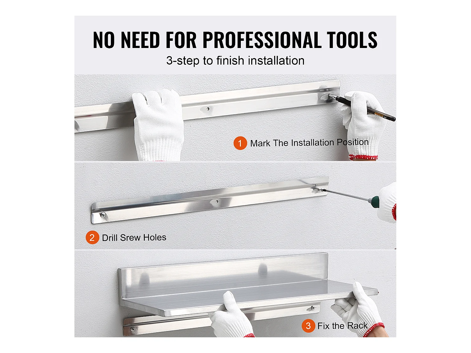 Étagère Murale SucceBuy en Acier Inoxydable 40.64 x 21.84CM pour Cuisine Et Restaurant