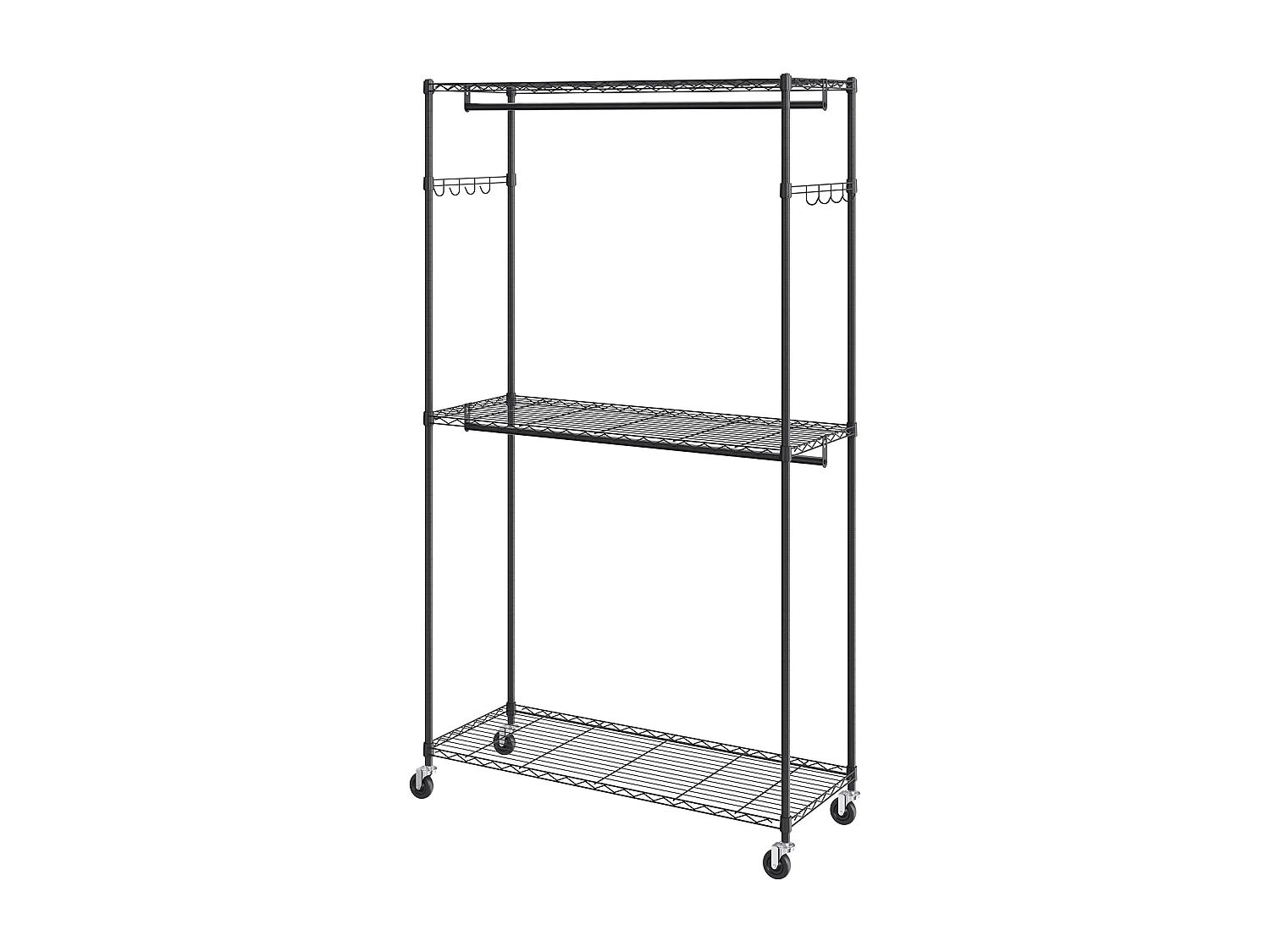 Appendiabiti, SucceBuy Appendiabiti con Ruote, 3 Ripiani, Capacità di Carico 180 kg