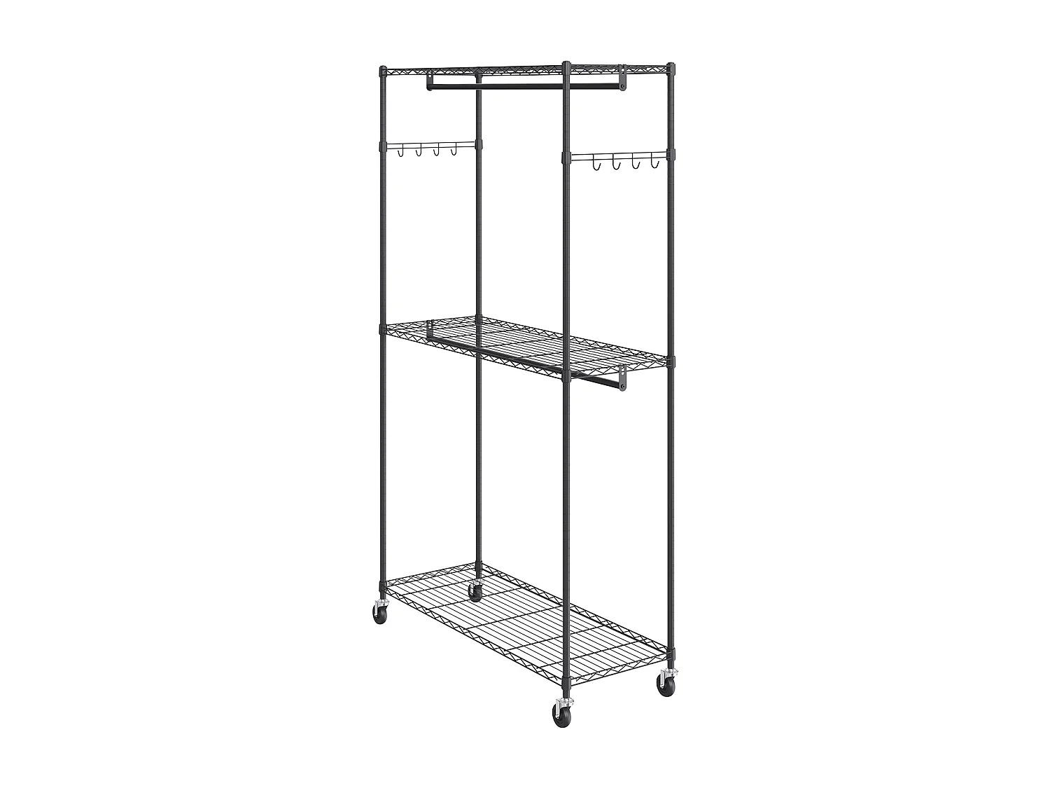 Appendiabiti, SucceBuy Appendiabiti con Ruote, 3 Ripiani, Capacità di Carico 180 kg