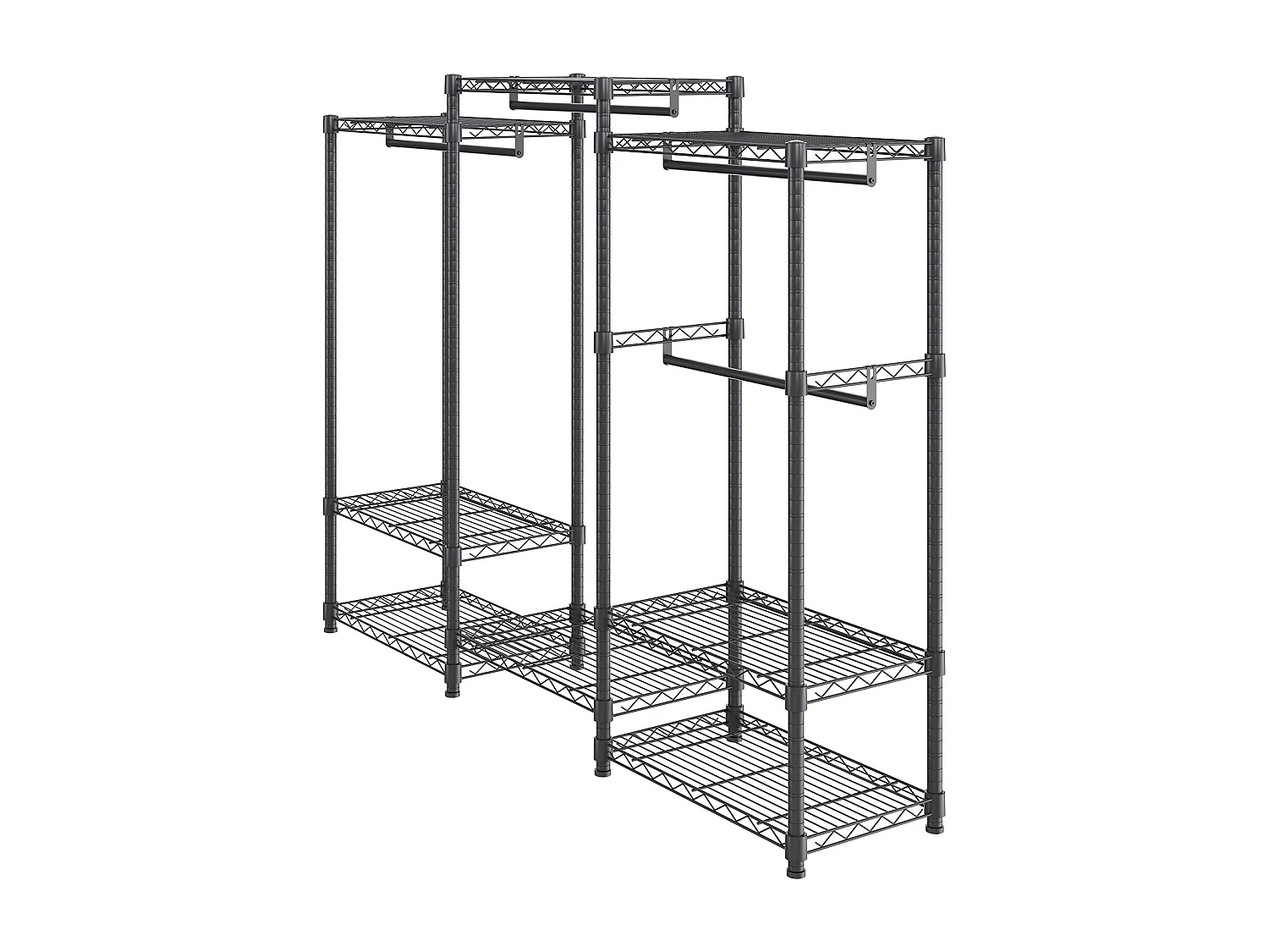 Portant à Vêtements, SucceBuy Portant à Vêtements Robuste, Capacité de 362 kg, 4 Tiges de Suspension et 8 Niveaux de Rangement, Porte-Vêtements Roulant