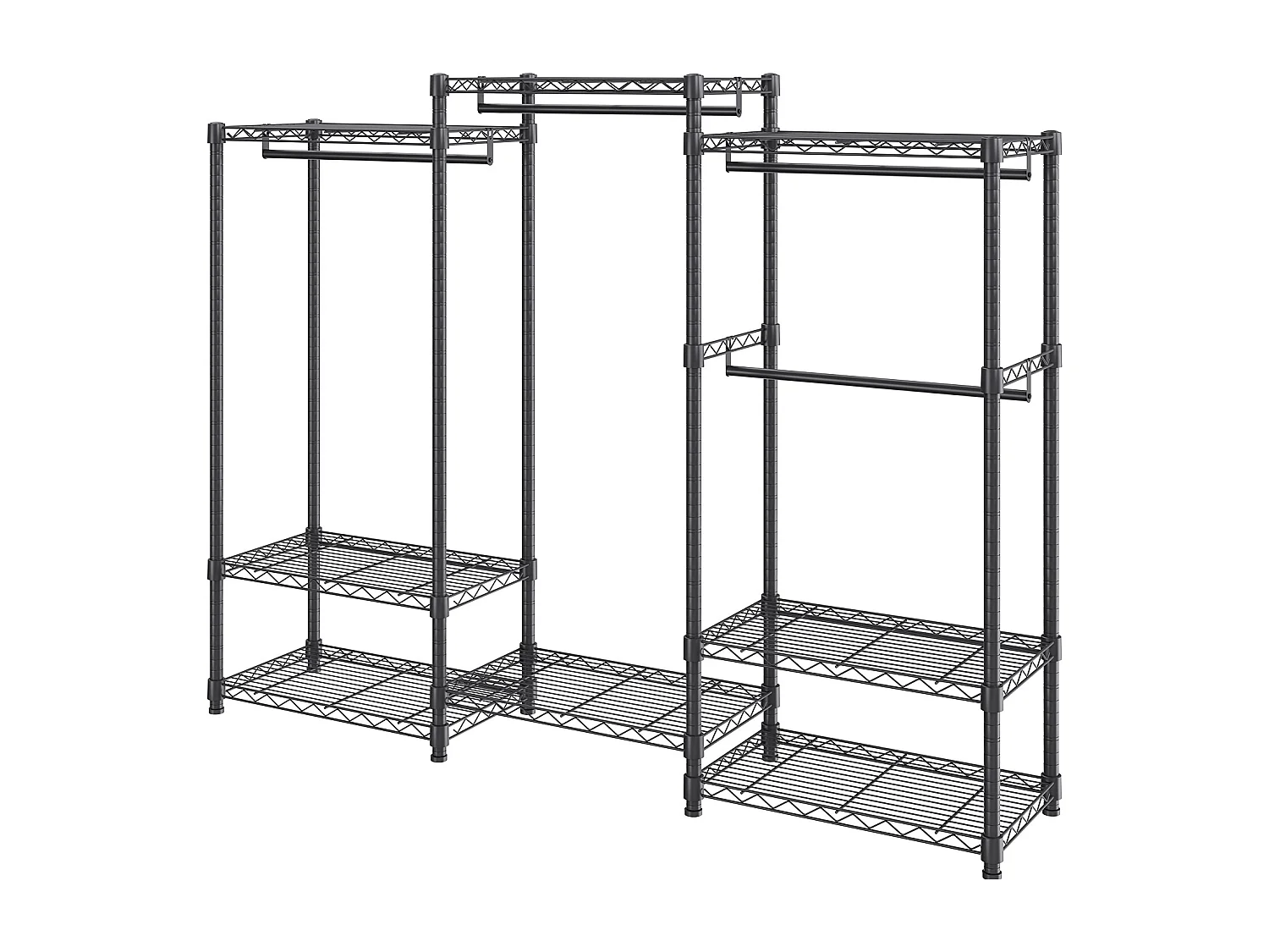 Portant à Vêtements, SucceBuy Portant à Vêtements Robuste, Capacité de 362 kg, 4 Tiges de Suspension et 8 Niveaux de Rangement, Porte-Vêtements Roulant