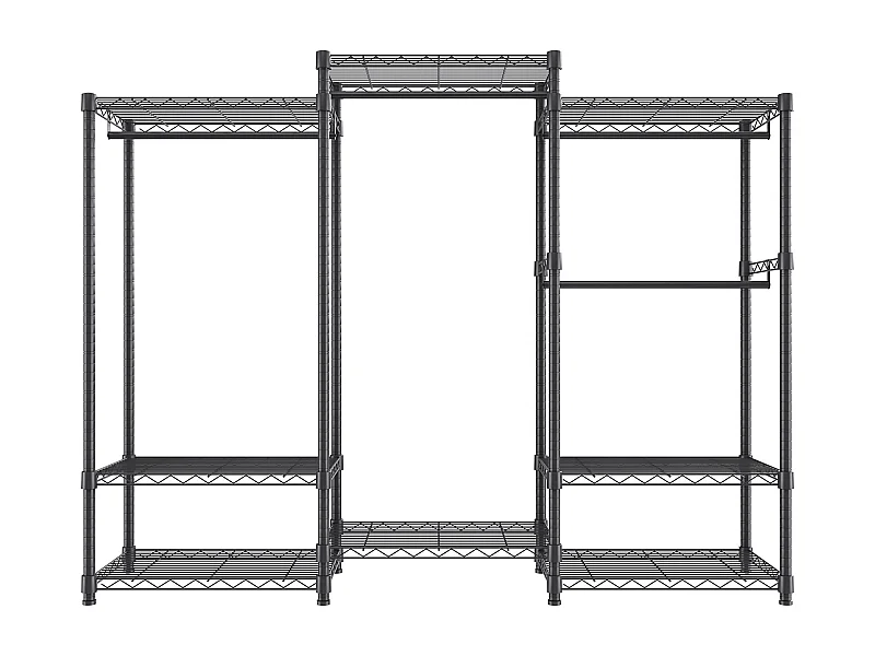 Portant à Vêtements, SucceBuy Portant à Vêtements Robuste, Capacité de 362 kg, 4 Tiges de Suspension et 8 Niveaux de Rangement, Porte-Vêtements Roulant