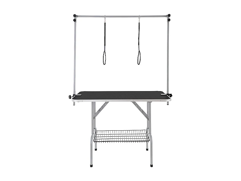 Table de Toilettage pour Animaux de Compagnie SucceBuy, 1137.9x609.6mm , Capacité de 149,7 kg, à Hauteur Réglable avec Pince, Pliable