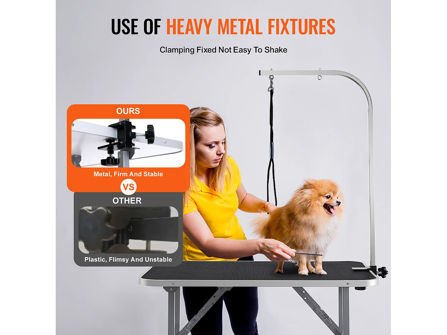 Table de Toilettage pour Animaux de Compagnie SucceBuy,915 x 610 mm, Capacité de 149,7 kg, à Hauteur Réglable avec Pince, Pliable